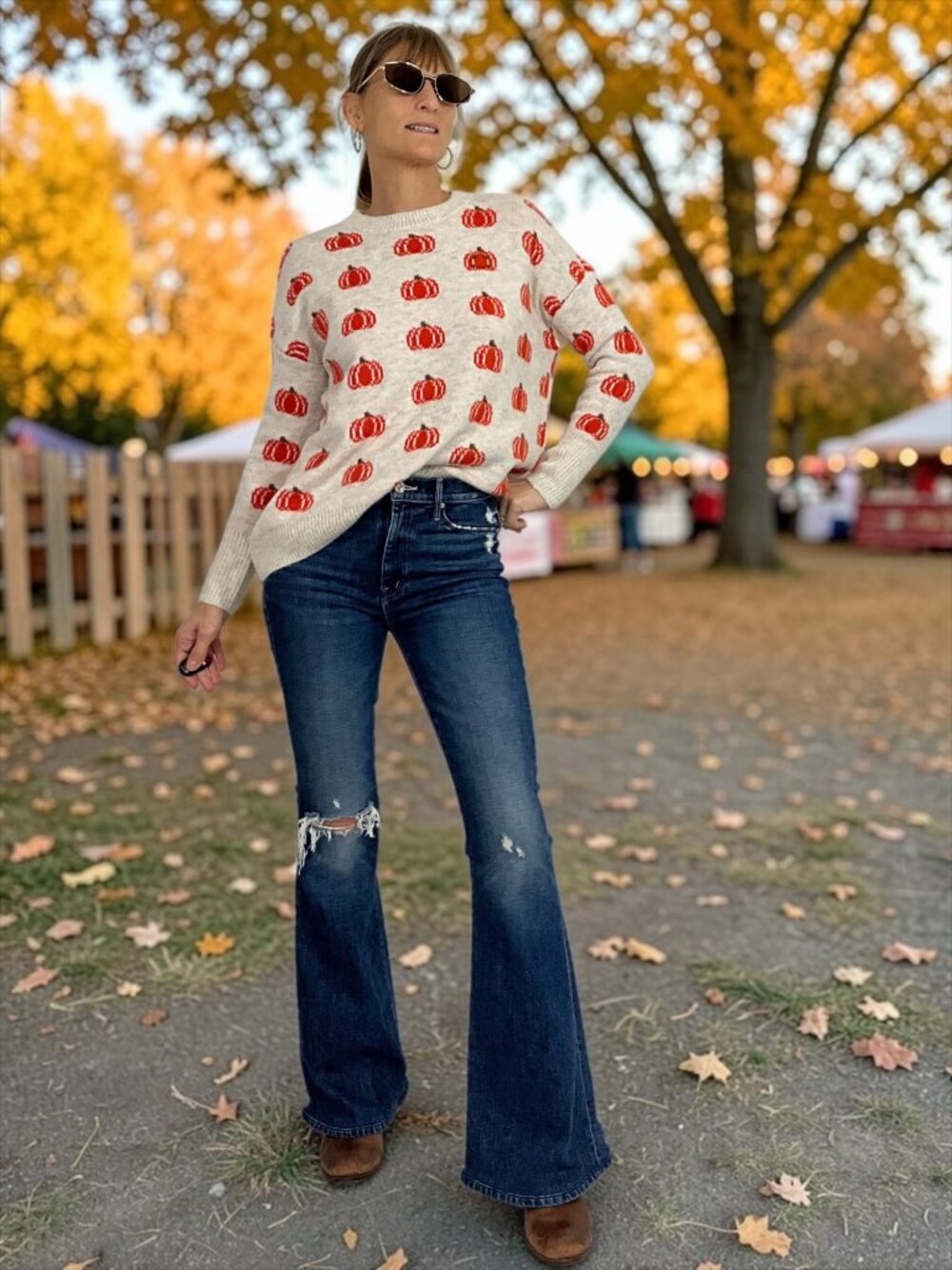 Vince Camuto Halloween Pumpkin Sweater S Thanksgiving Crewneck